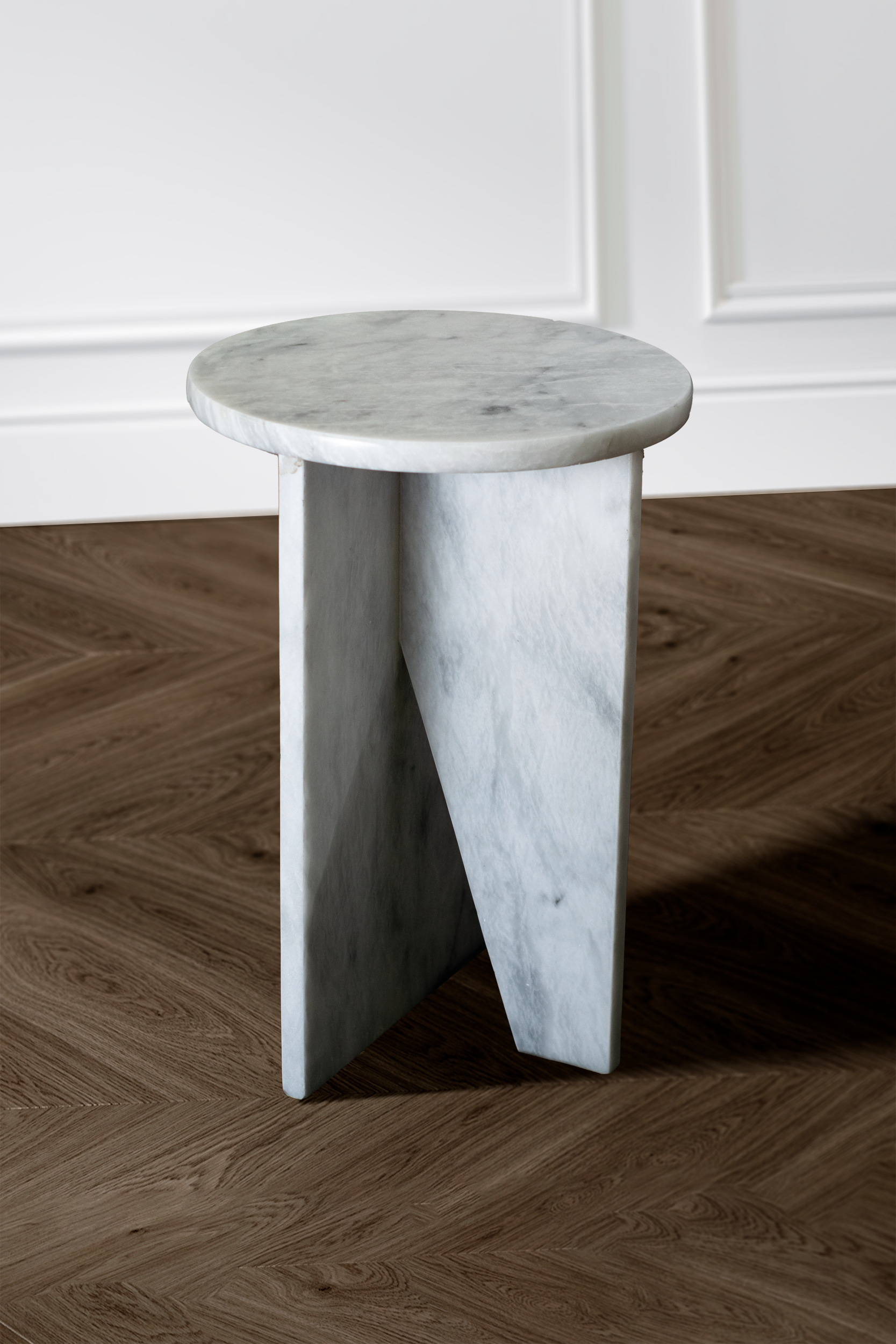 Stylish Zhob Accent Table in White Marble, perfect as a side table or decorative accent in any room.
